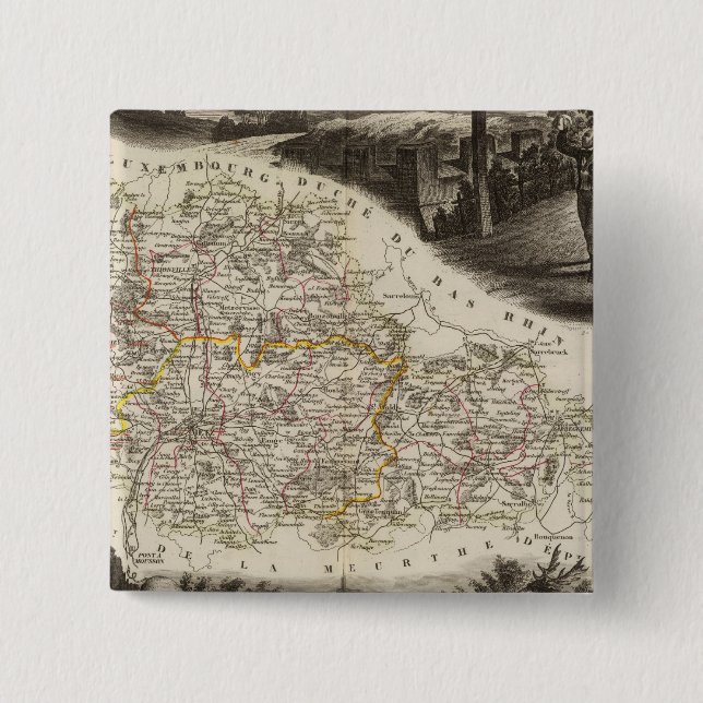 Dept. of Moselle 2 Inch Square Button (Front)