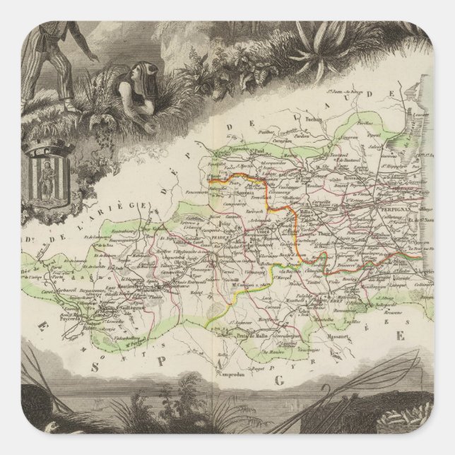 Dept of Pyrenees Orles Square Sticker (Front)
