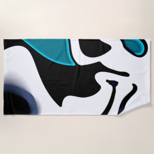 Depth Charge: Abstract Black, White & Blue Beach Towel