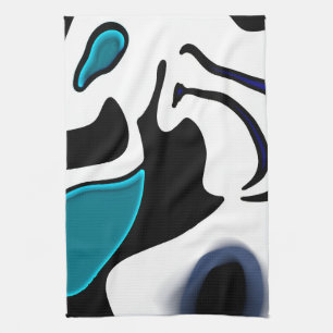 Depth Charge: Abstract Black, White & Blue Kitchen Towel