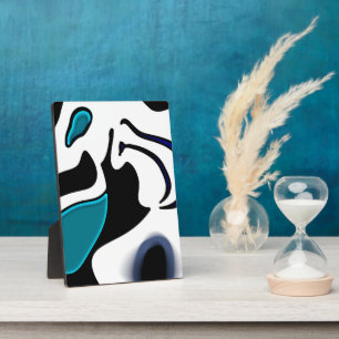 Depth Charge: Abstract Black, White & Blue Plaque
