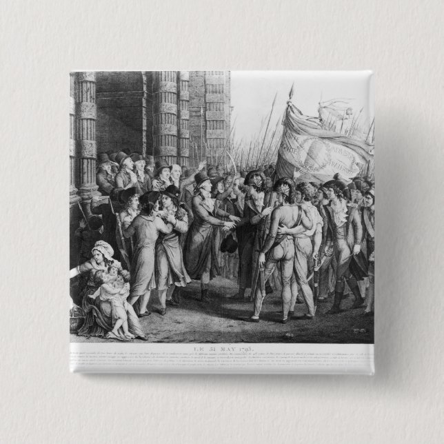 Deputies of National Convention leaving Assembly 2 Inch Square Button (Front)