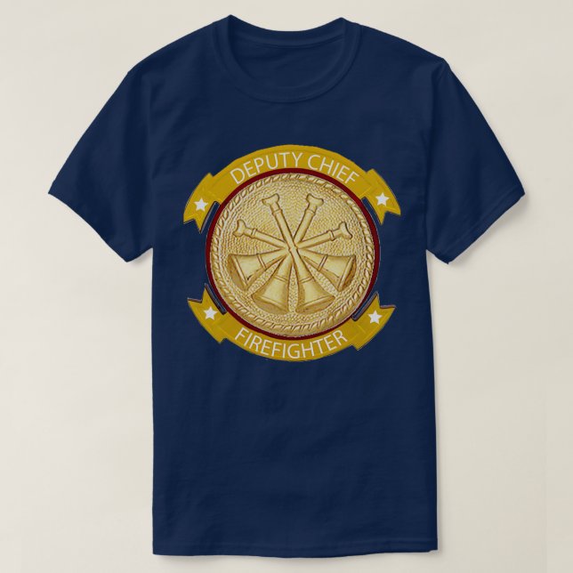 DEPUTY FIRE CHIEF FIREFIGHTER GOLD MEDALLION  T-Shirt (Design Front)
