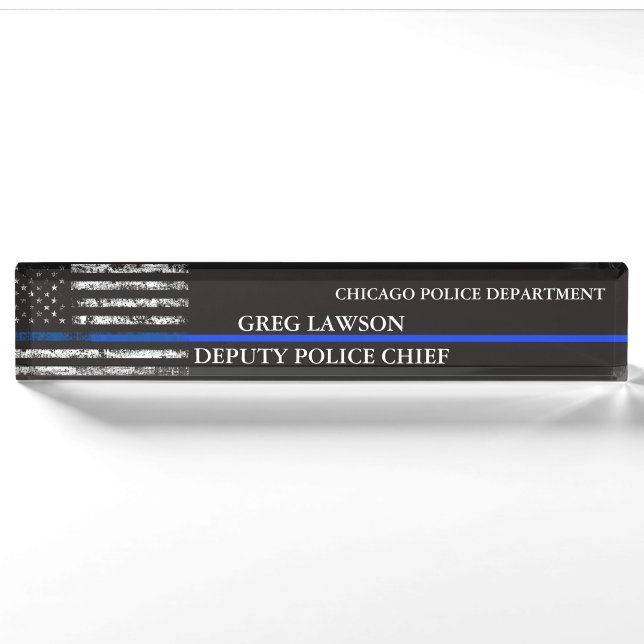 Deputy Sheriff Badge Police Flag Thin Blue Line  D Nameplate (Front)