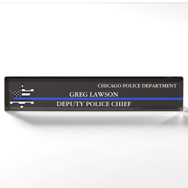 Deputy Sheriff Badge Police Flag Thin Blue Line  Nameplate (Front)