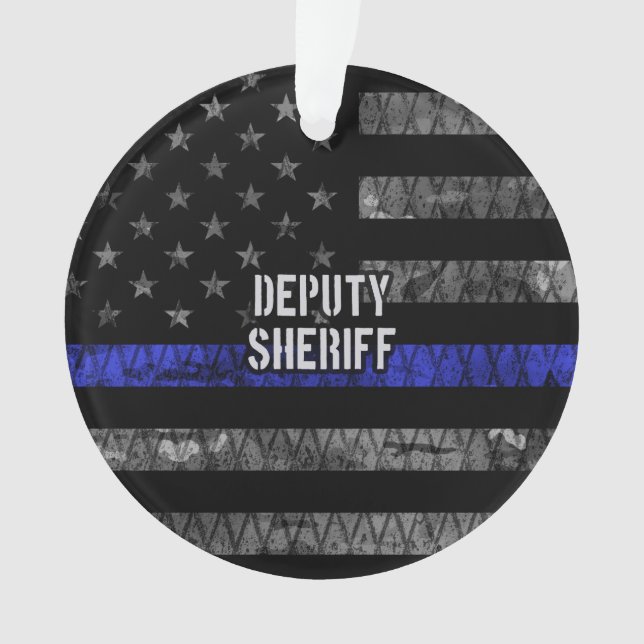 Deputy Sheriff Distressed Flag Ornament (Front)