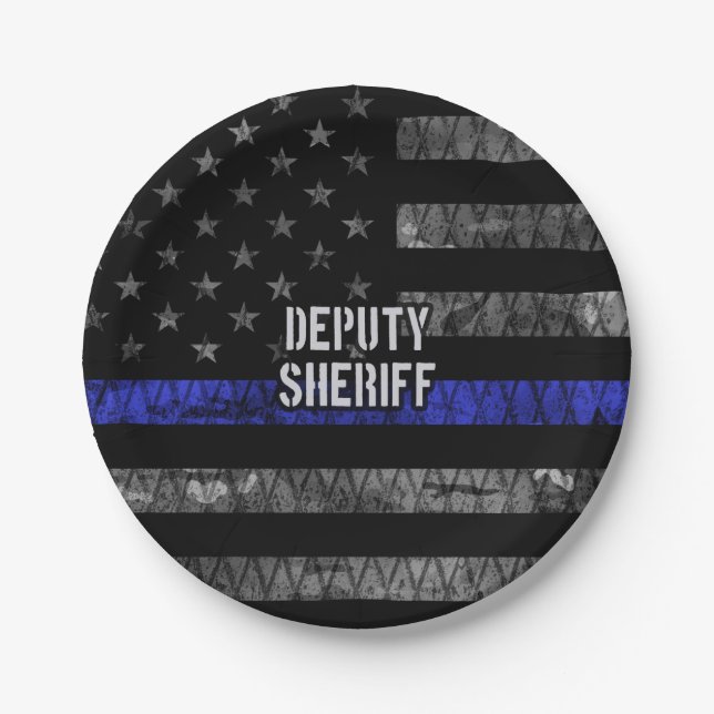 Deputy Sheriff Distressed Flag Paper Plate (Front)