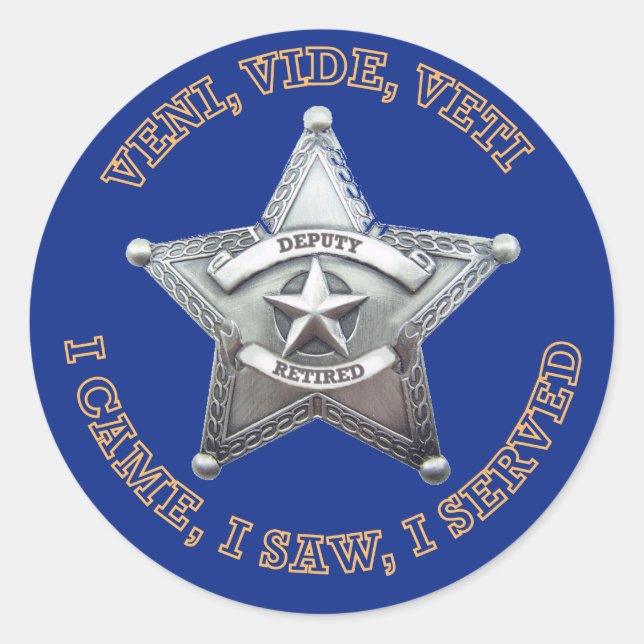 Deputy Sheriff's Badge Logo Classic Round Sticker (Front)