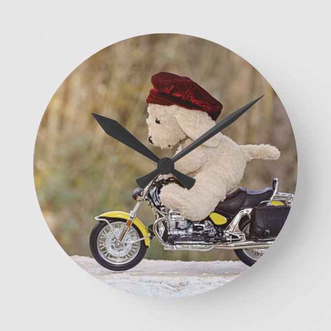 Der  Biker  - Hund    - Round Clock (Front)
