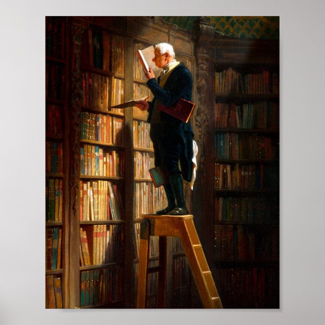 Der Bücherwurm Carl Spitzweg - Deutsche Malerei Poster (Front)
