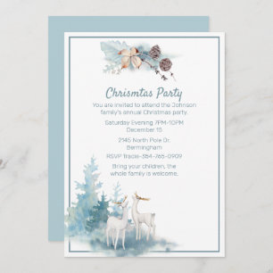 Der et Pastel Foliage Noël Invitation