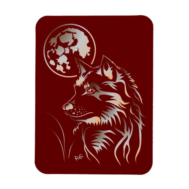 Der träumende junge Wolf Premium Flexi Magnet (Vertical)