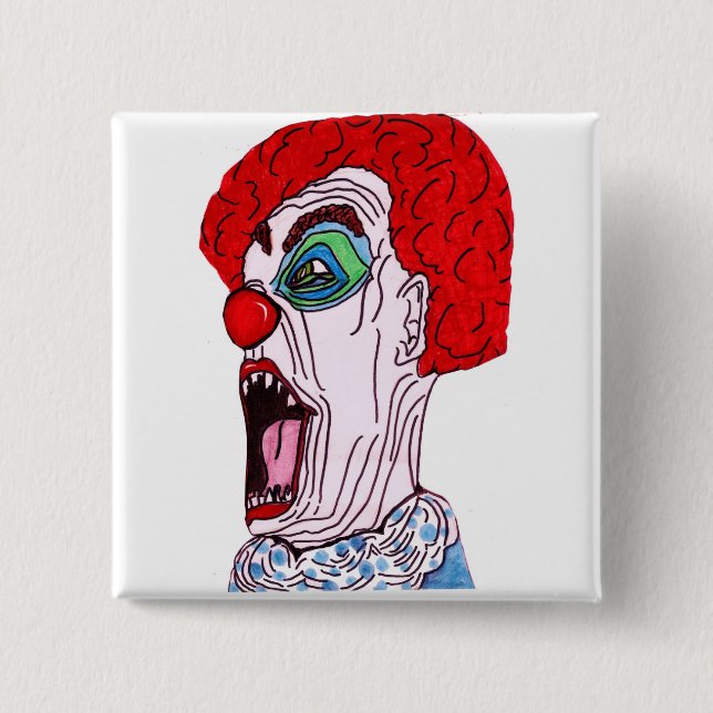 DERANGED CLOWN magnet 2 Inch Square Button (Front)