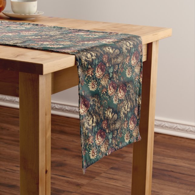 Deranged Decadence – Gothic Victorian Floral  Short Table Runner (In Situ)