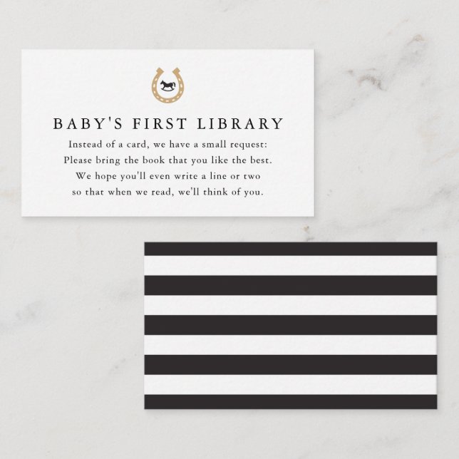 Derby Baby Shower Book Request Baby's 1st Library Enclosure Card (Front/Back)