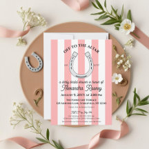Derby Bridal Shower Pink Cabana Stripes Horseshoe