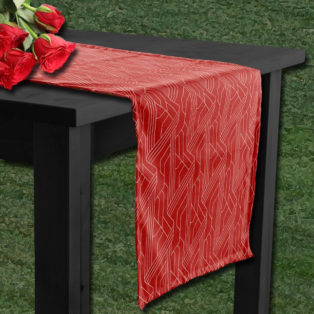 Derby Day Party Ivory Pattern Red Short Table Runner (Table runner matches our Race Horse Derby party collection.)
