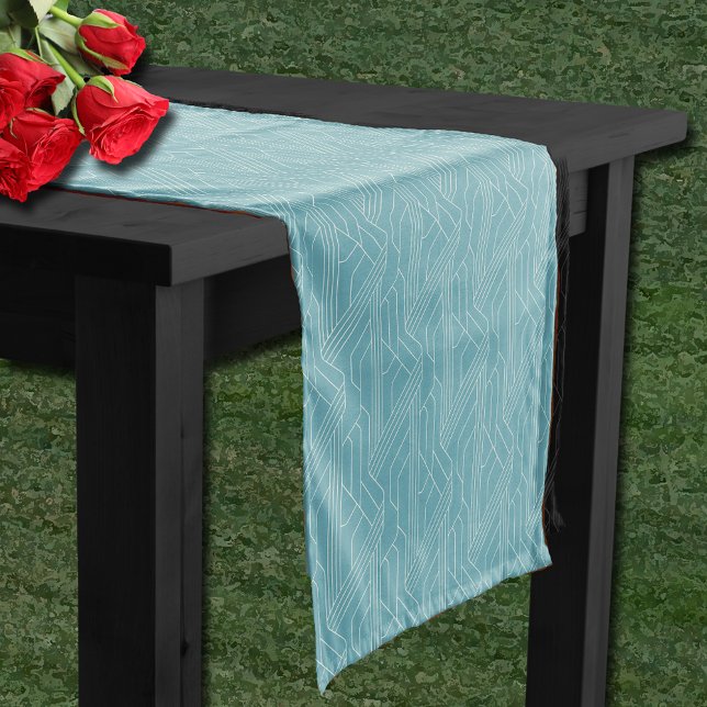 Derby Day Party Ivory Pattern Turquoise Short Table Runner (Derby Day Party Ivory Pattern Turquoise Short Table Runner)
