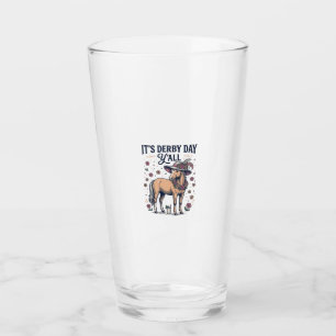 Derby Day Y’all Horse Floral Hat Glass