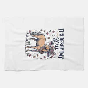 Derby Day Y’all Horse Floral Hat Kitchen Towel
