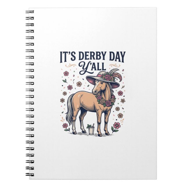Derby Day Y’all Horse Floral Hat Notebook (Front)