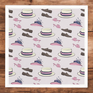 Derby Fancy Hats and Shoes Pattern Preppy Napkin