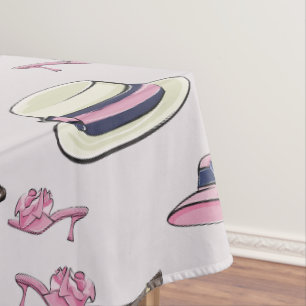 Derby Fancy Hats and Shoes Pattern Preppy Tablecloth
