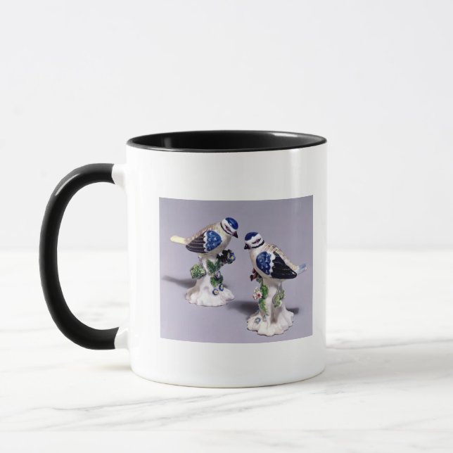 Derby figures of bluetits, c.1760 mug (Left)