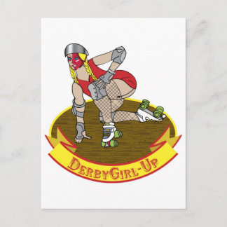 derby girl up postcard