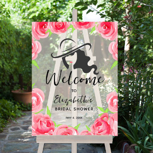 Derby Hat and Roses Bridal Shower Welcome Acrylic Sign