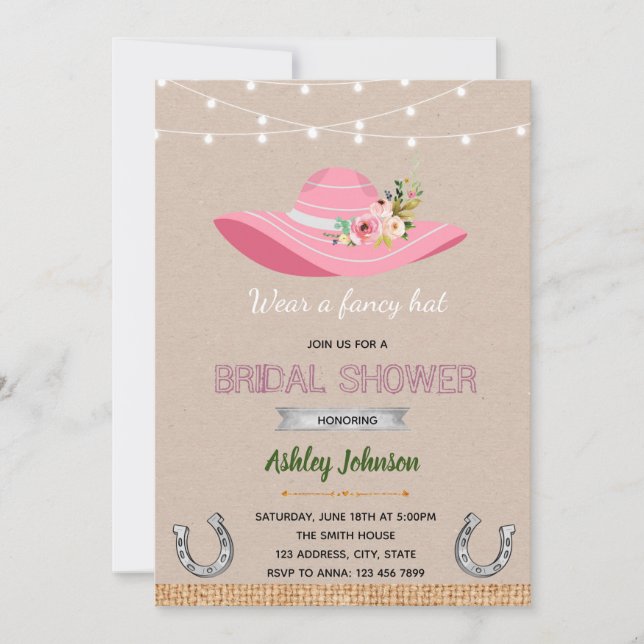 Derby hat bridal shower  invitation (Front)