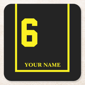 Derby Horse Race Black 6 Personalized Square Paper Coaster