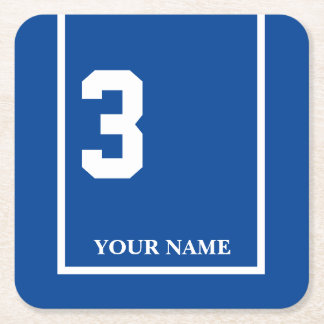 Derby Horse Race Blue 3 Personalized Square Paper Coaster