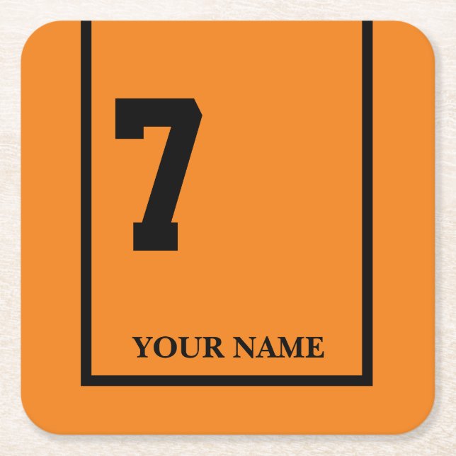 Derby Horse Race Orange 7 Personalized Square Paper Coaster (Front)