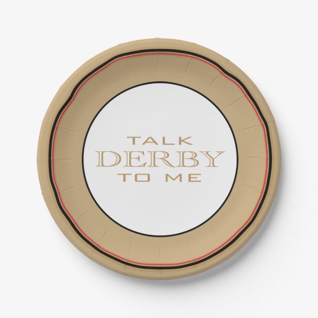 Derby Horse Race Party Black/Red/Gold Paper Plate (Front)