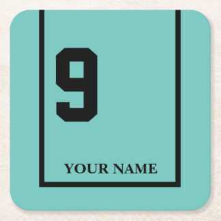 Derby Horse Race Turquoise 9 Personalized Square Paper Coaster