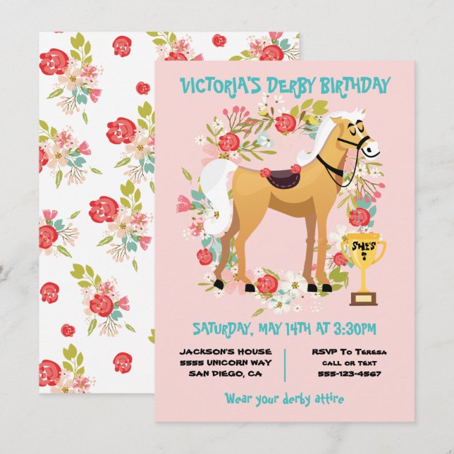Derby Horse Racing Anniversaire Fête Invitation (Devant / Derrière)