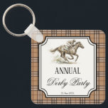 Derby horse racing elegant gingham party gifts keychain<br><div class="desc">Derby horse racing party personalized napkins elegant brown gingham derby party gifts personalized keychain,  retro derby party favors personalized keychain,  equestrian party personalized practical favors,  derby party personalized party  supplies derby party gifts derby party favors</div>