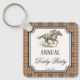 Derby horse racing elegant gingham party gifts keychain