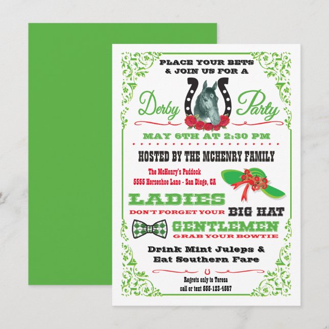 Derby Horse Racing Party invitation (Front/Back)