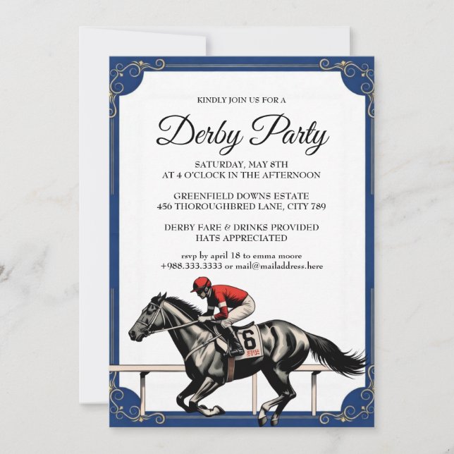  Derby Horse Racing Party Invitation 2026 (Devant)