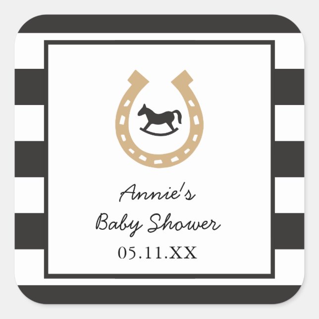 Derby Horseshoe Baby Shower Personalized Stickers (Front)