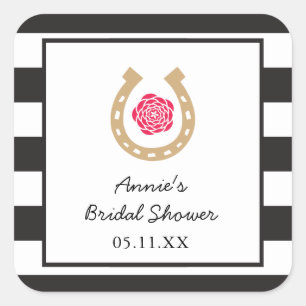 Derby Horseshoe Bridal Shower Personalized Sticker