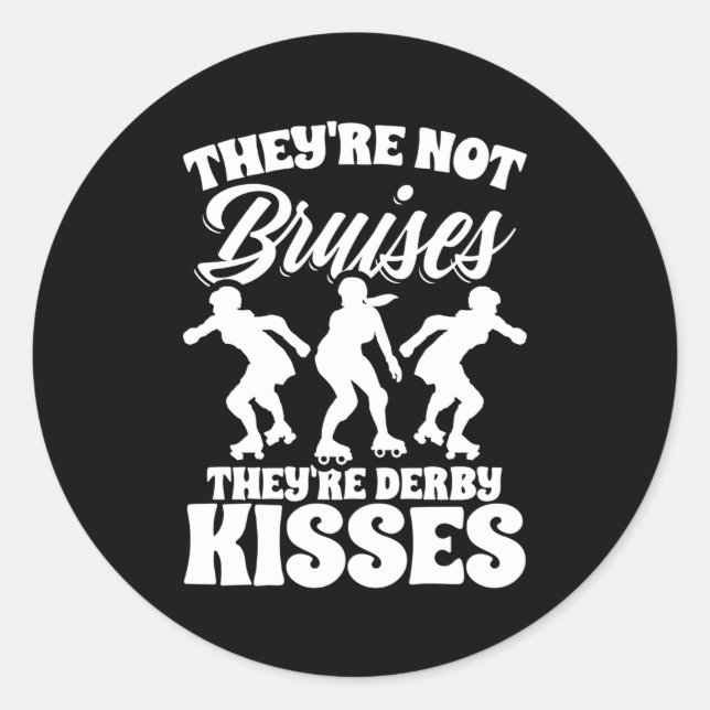 Derby Kisses Roller Derby Skater Skates Roller Ska Classic Round Sticker (Front)