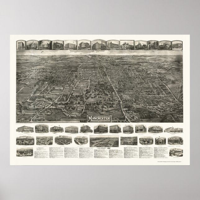 Derby (Manchester), CT Panoramic Map - 1914 Poster (Front)