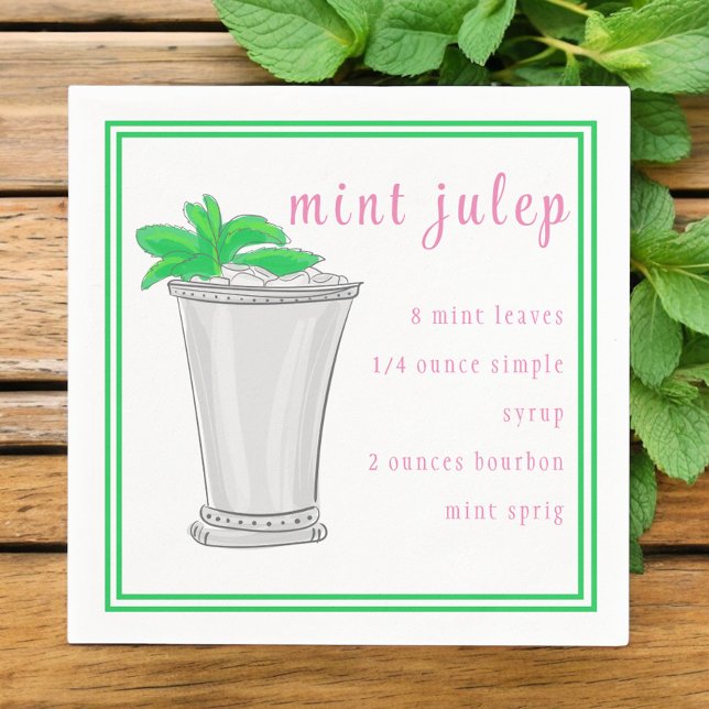 Derby Mint Julep Bar Recipe Border  Napkin (Creator Uploaded)