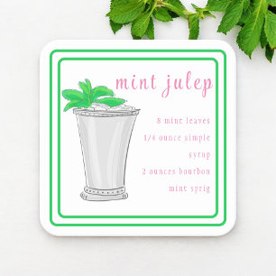 Derby Mint Julep Bar Recipe Green Border Coaster