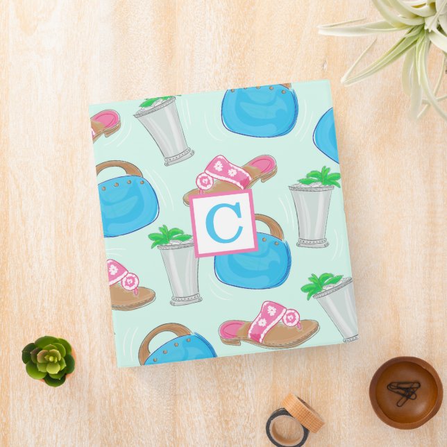 Derby Mint Julep Preppy Monogram Binder (In Situ)