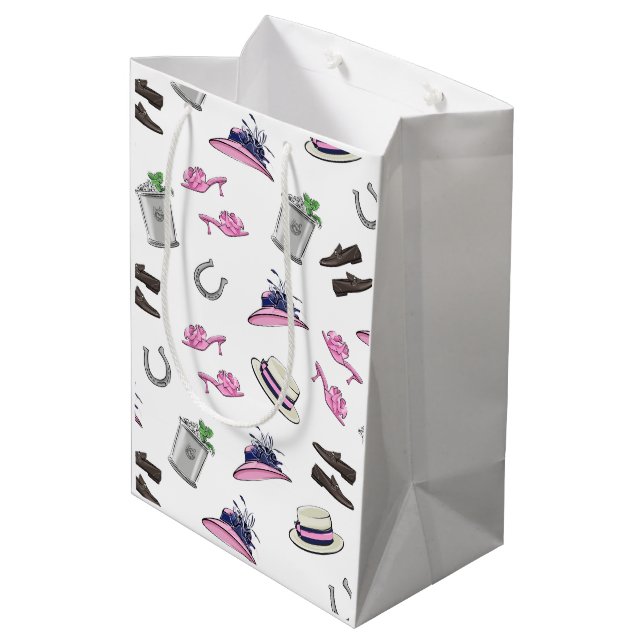 Derby Party Attire Mint Julep Horseshoe  Medium Gift Bag (Back Angled)