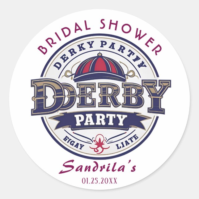 DERBY PARTY CLASSIC ROUND STICKER (Front)